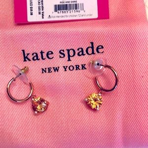 NWT KATE SPADE “RISE AND SHINE” LIGHT COLORADO DROP HUGGIES PIERCED EARRINGS 🌞